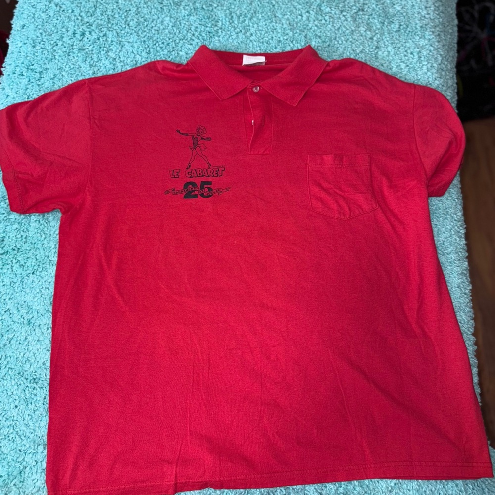 Vintage Le Cabaret Sacramento Jazz Jubilee Red Polo Shirt‎ Mens XL